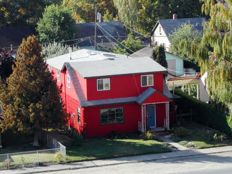 Bird's eye view of Sakia's garden before xeriscaping