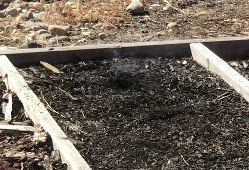 Flames die down quickly in composted mulches