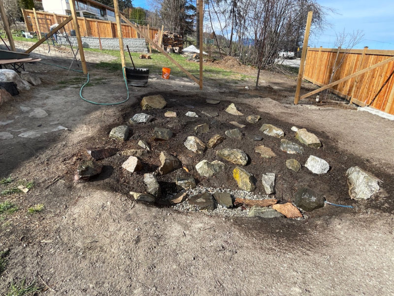 Placing of rocks for the new rockery garden